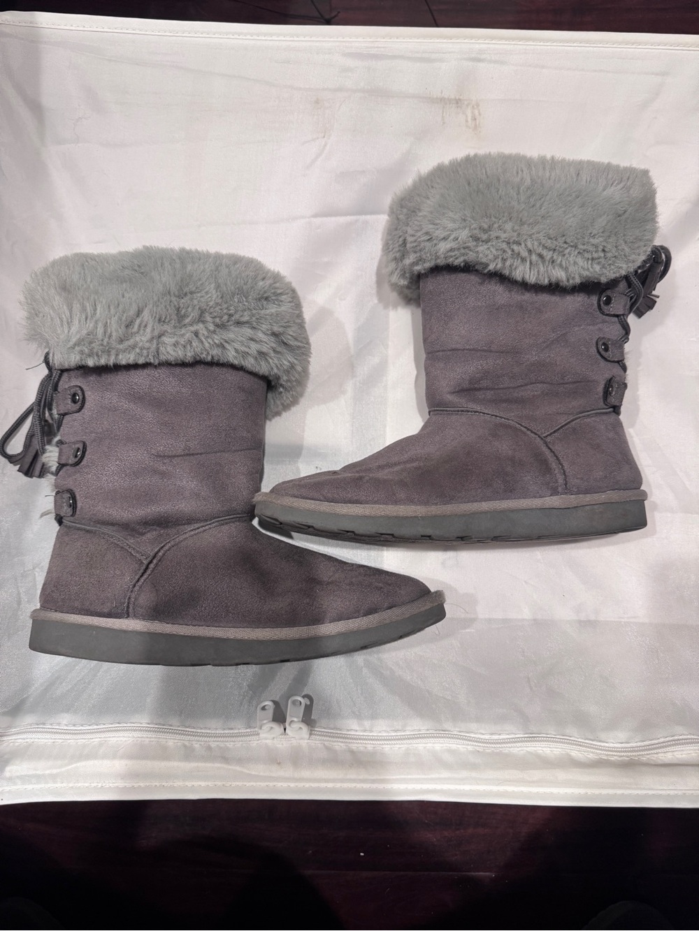 Women’s Grey Faux-Fur Winter Boots
